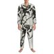 thumbnail image 3 of Fotbe Black And White Rose Pijama de Hombre con Estampado de Manga Larga, Conjunto de 2 Piezas, Ropa de Dormir Suave y Cómoda con Bolsillos-Small, 3 of 7