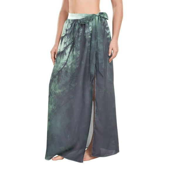FORMRS Womens Beach Sarong Semi-Sheer Bikini Wrap Skirt Swimsuit Cover-ups, Green Forest