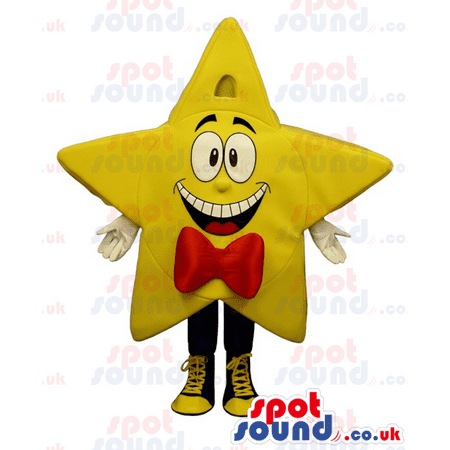 Yellow Star SPOTSOUND Mascot With A Cute Face Wearing A Bow Tie ...