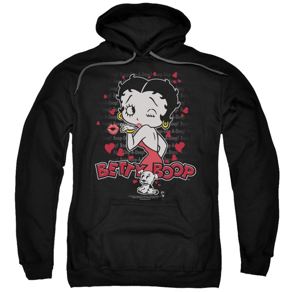 Betty Boop Men's  Classic Kiss Hooded Sweatshirt Black