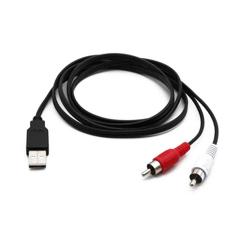 5ft USB A Male to 2x RCA Phono Male AV Cable Lead PC TV Aux Audio Video ...