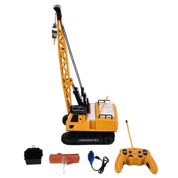Juguete de grúa de control remoto, grúa torre sobre orugas para camión grúa de control remoto ingeniería de tractor coche de control remoto construido para el futuro