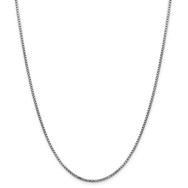 14K Or Blanc 1.75mm Boîte Ronde Chaîne 24 Pouces