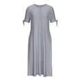thumbnail image 3 of Moxiu Womens Eyelet Casual Summer Dress Crewneck Boho Embroidery Maxi Dresses Pleated Long Dress Vacation Dresses 2025 Gray,XXL, 3 of 4