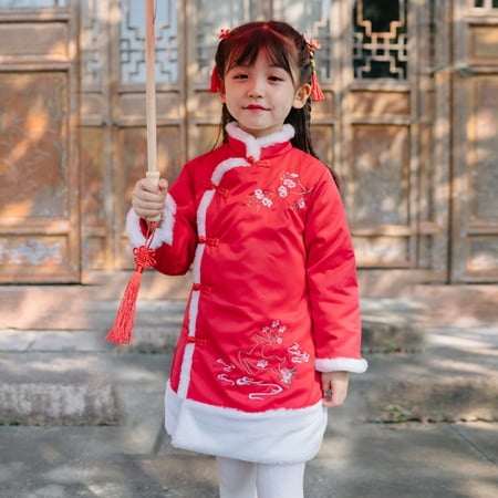 

Tejiojio Girls and Toddlers Soft Cotton Clearance Toddler Baby Girls Long Sleeve New Year Cheongsam Princess Dress+Satchel Bag Set