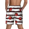 thumbnail image 3 of Kdxio Ladybugs On Black And White Striped1 Print Men'S Swim Trunks With Compression Liner 7 Inch Inseam Quick Dry Swim Shorts, 3 of 7