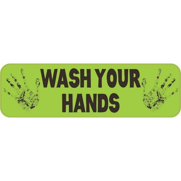 10in x 3in Green Wash Your Hands Magnet