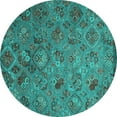 thumbnail image 1 of Ahgly Company Indoor Round Abstract Turquoise Blue Contemporary Area Rugs, 7' Round, 1 of 4