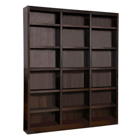 Concepts in Wood 18 Shelf Triple Wide Wood Bookcase, 84 ...