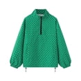 thumbnail image 4 of PBFRDSJ Women Polka Dot Jacket Quarter Zip Sweatshirts Collared V Neck 3/4 Sleeve Casual Pullover Shirts Sizes S-L, 4 of 4