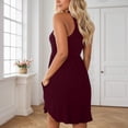 thumbnail image 4 of JIAYUE Women's Dress Above Knee Solid Color Sleeveless Round Neck Pocket Short Elegant Casual Stylish Female Dresses, 4 of 7