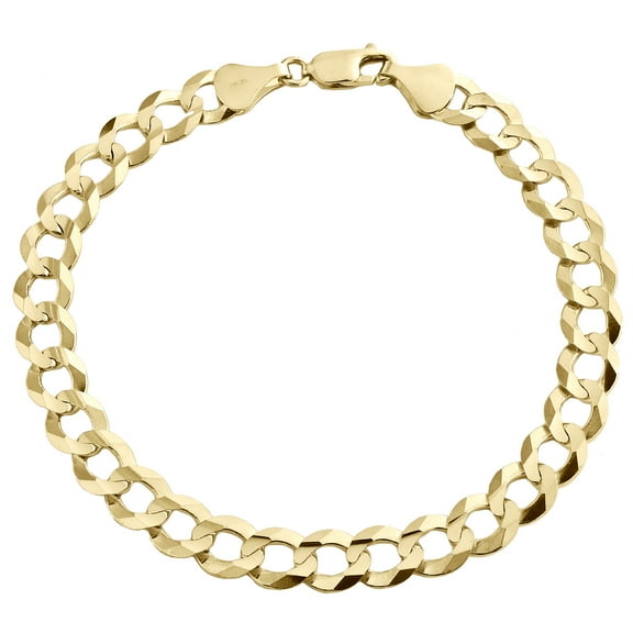 14K Yellow Gold 8mm Solid Plain Curb Cuban Link Lobster Clasp Bracelet 8 Inch