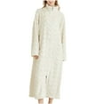 thumbnail image 3 of Aboser Womens Textured Flannel Robes Thick Stand Collar Loungewear Loose Zip Up Long Bathrobes Warm Winter Fuzzy Fleece Robe Comfy Soft Home Wear Beige M, 3 of 9
