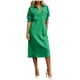 thumbnail image 2 of Neewe Womens Plain Lapel Collared 3/4 Sleeve with Pockets Casual Maxi Shirtdress Button Front Casual Dress, 2 of 5