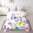 thumbnail image 2 of Homewish Dreamy Colorful Butterfly Bedding Comforter Set 7pcs, Fashion Watercolor Art Queen Bedding Sets, Teens Kids Boys Girls Reversible Queen Sheet Sets, Microfiber Bedroom Decor, 2 of 7