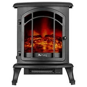e-Flame USA Tahoe LED Portable Freestanding Electric Fireplace Stove - 3-D Log and Fire Effect (Black)