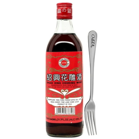 SHAOHSING RICE COOKING WINE 640ML(21.7 Fl, OZ) (Ying Feng Brand) Comes With Free Vipo Fork. (1 Bottle) 1