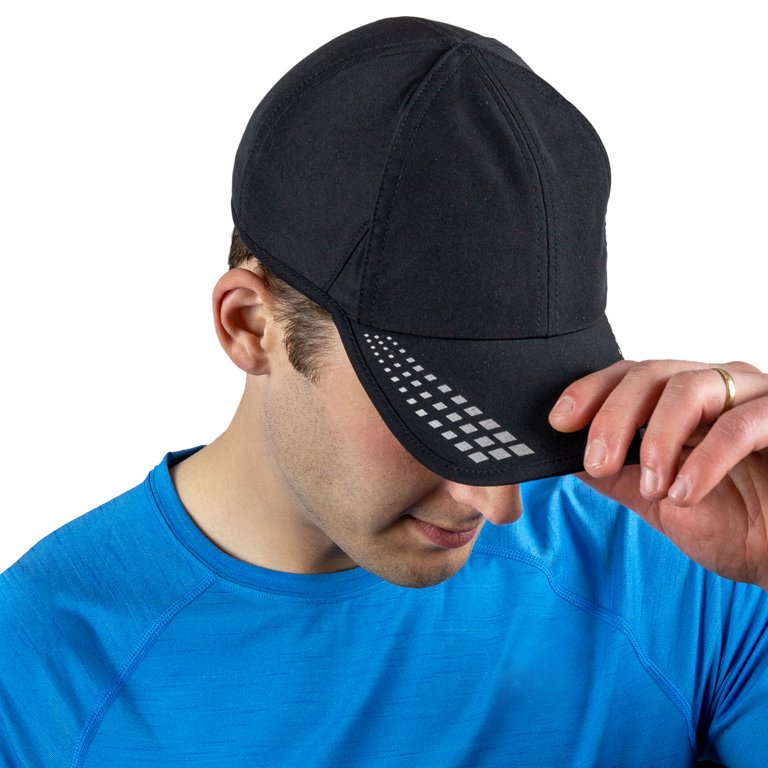 Men's UV Protection Running Hat - Black w/ Reflective