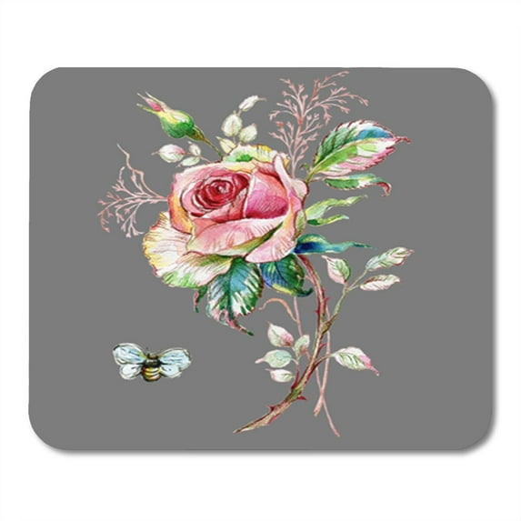 SIDONKU Colorful Abstract Watercolor of Rose and Bumblebee Pink Artist Mousepad Mouse Pad Mouse Mat 9x10 inch
