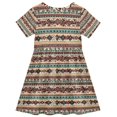 thumbnail image 2 of FORMRS Girls Short Sleeve Dress Summer Casual Round Neck A-line Beach Sundress, Sizes 2T-8T, Tribal Art, 2 of 8