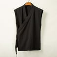 thumbnail image 2 of XIAOCHA Men's Linen Blend Vest Wrap Front Tie Closure Top Breathable Minimalist Casual Shirt, 2 of 4