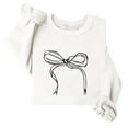 thumbnail image 4 of Womens Tops Plus Size Long Sleeve Round Neck Bow Tie Printing Loose Sweatshirts White L, 4 of 4