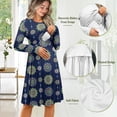thumbnail image 6 of SCRAWLGOD Mandala Maternity Dresses for Breastfeeding Dress Long Sleeve Nursing Dress Size M Crewneck Pregnant Clothes for Women Dress Loose Women Knee Length Dress for Walks, 6 of 7