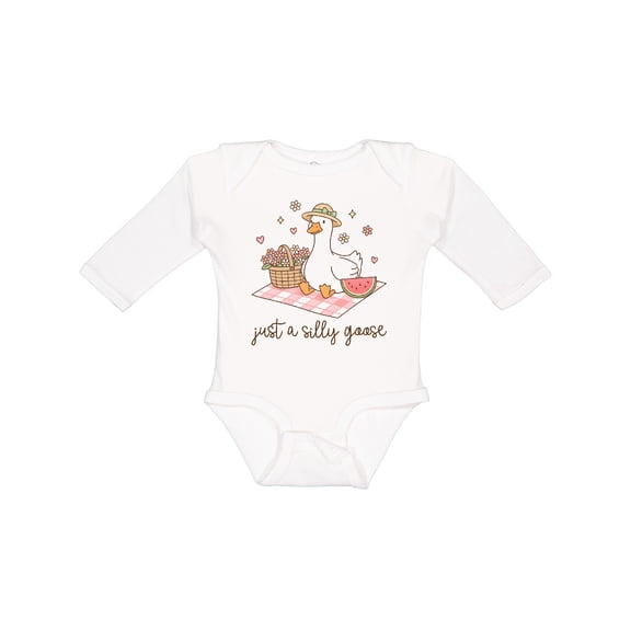 Inktastic Just a Silly Goose Boys or Girls Long Sleeve Baby Bodysuit