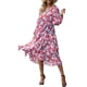 thumbnail image 1 of Vestido floral bohemio PRETTYGARDEN para mujer, cruzado con cuello en V, manga larga, talla M, 1 of 7