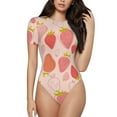thumbnail image 1 of Balery Strawberry Body de cuello redondo de manga corta para mujer Tops de manga corta Tops básicos-Large, 1 of 7