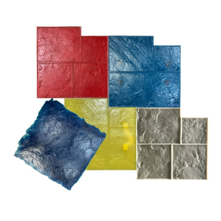 5 Ashlar Concrete Stamp Set. Slate Cement Texture Imprint Stamp Mats SM