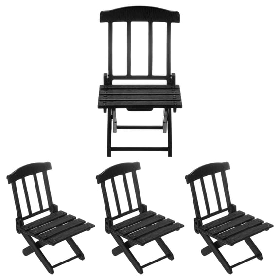 Uxcell 4-Pack Sillas Plegables en Miniatura para Casa de Muñecas, 2.1x2x3 Pulgadas Sillas de Playa Plegables en Miniatura [Negro]