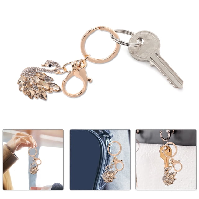 AURARMLET 1Ud Llavero Cisne Dorado Con Pedrería Colgante Para Decorar Y Llaves