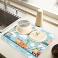 thumbnail image 2 of Yayeee Drying Mat for Kitchen Counter Dishes Microfiber Coffee Decorative Pad, Cartoon Train Pattern, 2 of 9