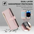 thumbnail image 3 of Jiahe Cover for iPhone 12 Pro Max, Multifunctional Wallet Case with Card Holder and Shoulder Strap,PU Leather Magnetic Closure Zipper Pocket Kickstand Wristband Flip Leather Cover, pink, 3 of 7