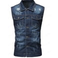 thumbnail image 2 of Chaleco de mezclilla Hombres Solapa Sin mangas Slim Fit Casual Jean Chaleco, 2 of 4