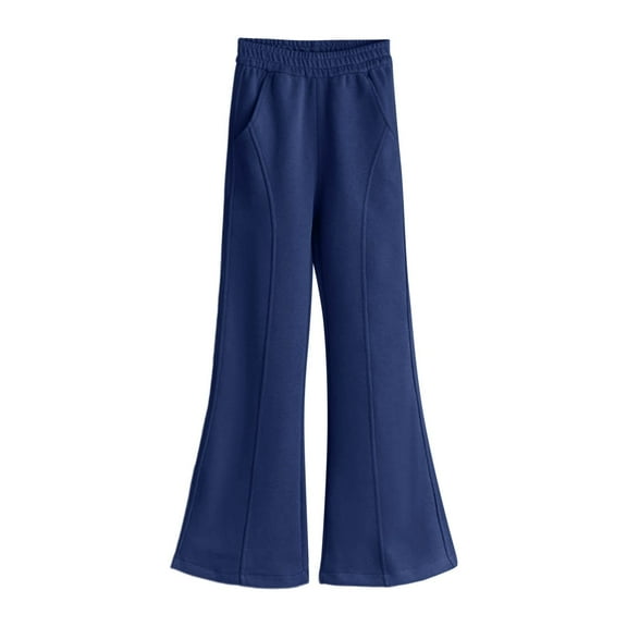 Sweatpants for Girls Elastic Waist Flare Wide Leg Baggy Athletic Joggers with Pockets Sweatpants Kids 5-6 Years