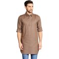 thumbnail image 3 of In-Sattva Men's Pullover Pathani Rollup Sleeve Kurta Tunic with Shoulder Strap; Camel Brown; SM, 3 of 6