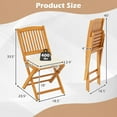 thumbnail image 3 of Costway Outdoor Folding Chairs Set of 2 Acacia Wood High-Back Chair with Seat Cushions Beige, 3 of 8