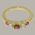 thumbnail image 5 of LBG British Made 10k Yellow Gold Natural Pink Tourmaline & Cultured Pearl Womens band Ring - 33 size options - Size 6, 5 of 6