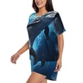 thumbnail image 2 of Lsque Ice Blue Ocean Cute Dolphin Women's Short-Sleeved Pajama Set - 2 Piece Soft and Lightweight Sleepwear Set-Large, 2 of 9