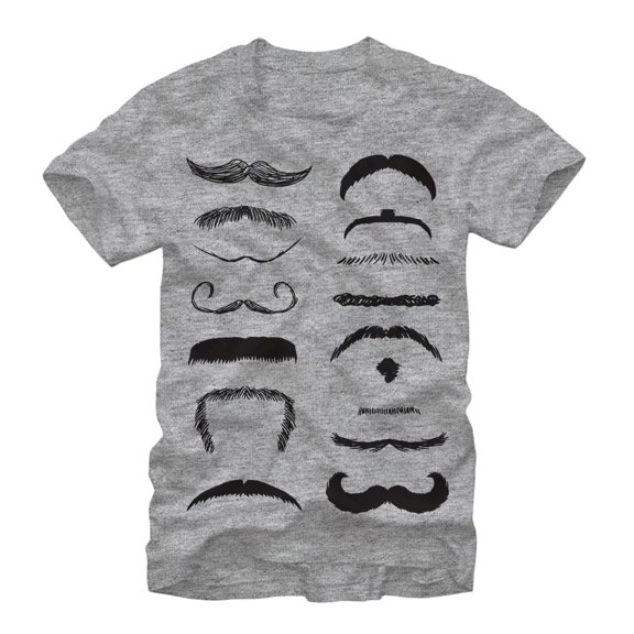 Men's Lost Gods Mustache Types  Graphic Tee Athletic Heather Small
