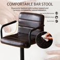 thumbnail image 3 of Bar Stools Set of 2, PU Leather Adjustable Height 360° Swivel Barstools with Backrest and Armrests, Counter Height Bar Chairs for Kitchen Island, Bar, Dining Room, Dark Brown, 3 of 13