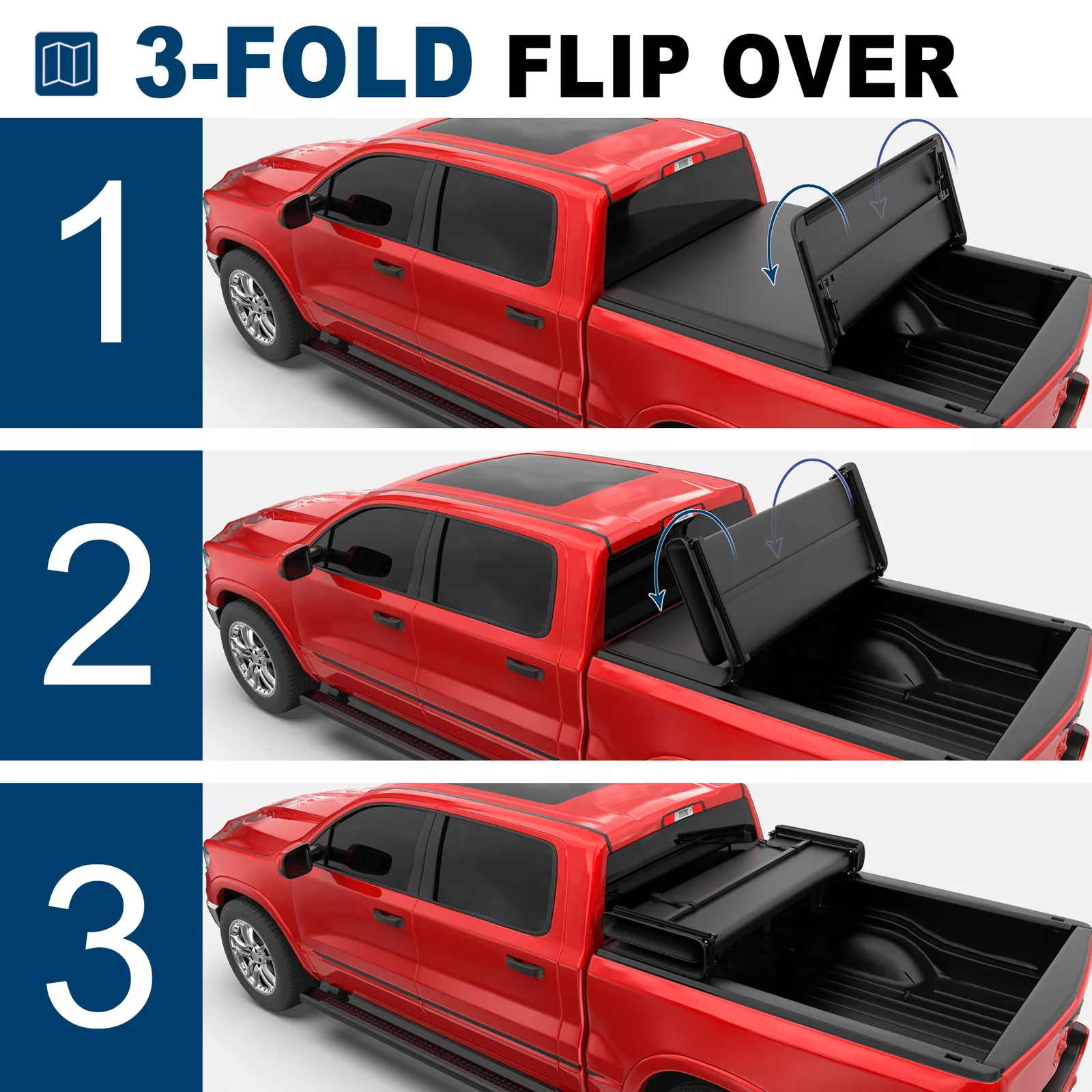 MOSTPLUS Tri-Fold 5.8FT Truck Bed Tonneau Cover for 2009-2024 Dodge Ram 1500 (No Ram Box)