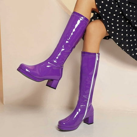 

Njoeus Fashion Large Size Boots Women Autumn Long Tube Low Heeled Shoes Boots Pointed Boots Knight Boots