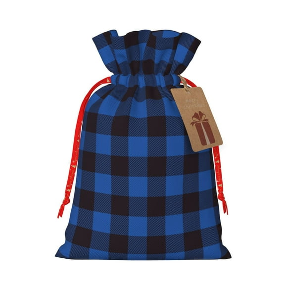 Burlap Bunched Gift Bag, Light And Simple For Everyday Small Items, Suitable For Birthdays, Anniversaries And Parties As A Gift Wrap 4.7in×6.9in Lumberjack Square Black Blue Stripes Texture