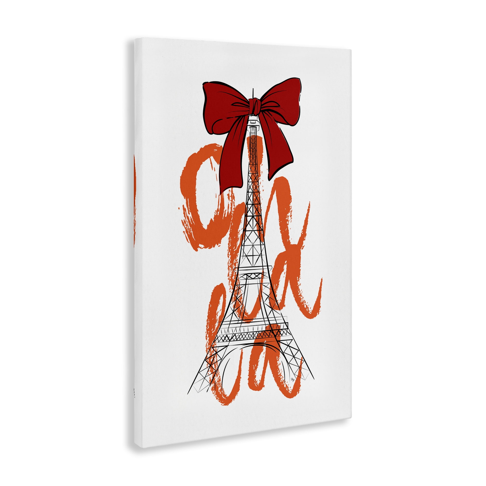 Stupell Industries Oh La La Eiffel Tower Buildings & Architecture Painting Wrapped Canvas Art Print Wall Art, 24 x 36