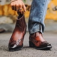 thumbnail image 2 of Men's Chelsea Dress Boots Classic Retro Slip On Boots For Men Embroidered Pointed Toe Cowboy Boots High Western Boots, 2 of 6