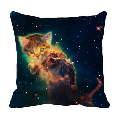 - ZKGK Galaxy Outer Space Hipster Cat Pillowcase Home Decor Pillow Cover Case Cushion Two Sides 18x18 Inches