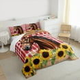 thumbnail image 3 of Manfei Farm Animal Horse King Size Comforter Sets,Rustic Flower Sunflower Bedding Comforter Set,Red Grid Bedding Set For Teens,Microfiber Bedroom Decor Reversible,3-Piece, 3 of 8